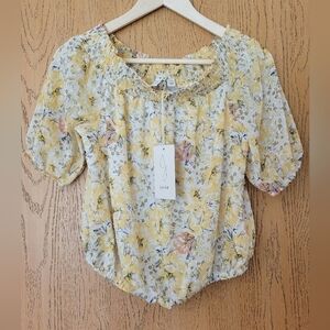 Joie NWT off the shoulder yellow floral crop top S-Petite